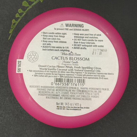 BBW Cactus Blossom White Barn Bath & Body Works 3 Wick Candle - Picture 10 of 10